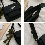 Embroidery Planet Crossbody Bag Canvas Messenger Pouch