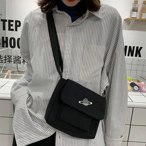 Embroidery Planet Crossbody Bag Canvas Messenger Pouch