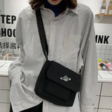 Embroidery Planet Crossbody Bag Canvas Messenger Pouch