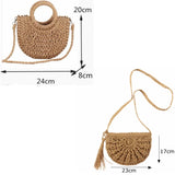 Boho Straw Bag Rattan Crossbody Handbag