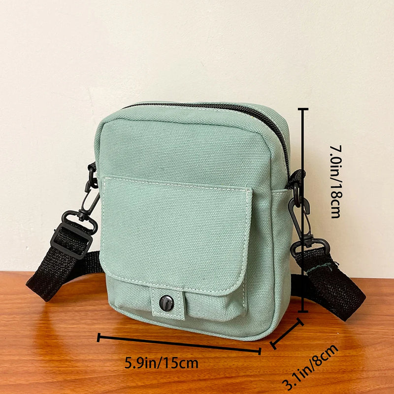 Canvas Women's Messenger Bag Solid Student Mobile Phone Bag