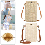 Summer Beach Rattan Shoulder Bag with Adjustable Strap