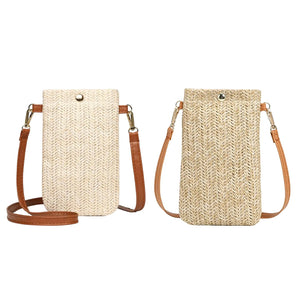 Summer Beach Rattan Shoulder Bag with Adjustable Strap