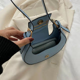 Solid PU Leather Saddle Bag for Women