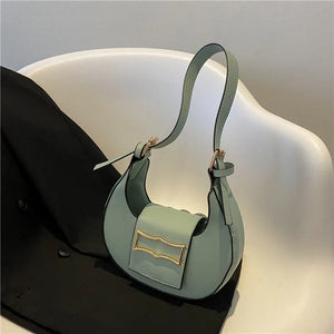 Solid PU Leather Saddle Bag for Women