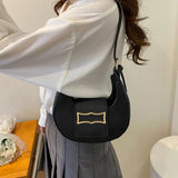 Solid PU Leather Saddle Bag for Women