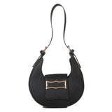 Solid PU Leather Saddle Bag for Women