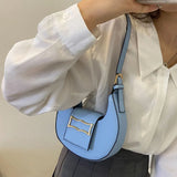 Solid PU Leather Saddle Bag for Women