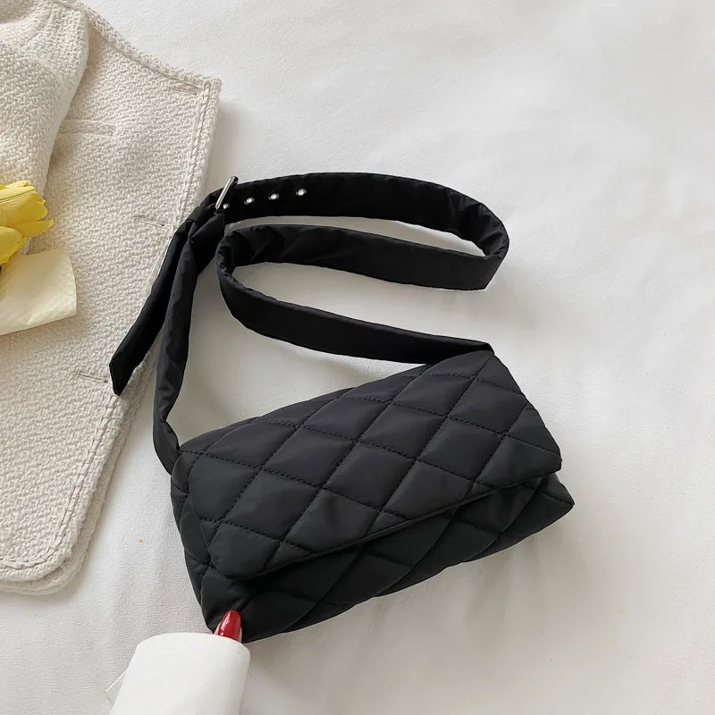 Solid Nylon Shoulder Crossbody Bag for Women