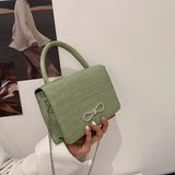 Crocodile Pattern Small Square PU Leather Crossbody Bag