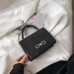 Crocodile Pattern Small Square PU Leather Crossbody Bag