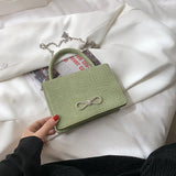 Crocodile Pattern Small Square PU Leather Crossbody Bag
