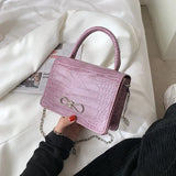 Crocodile Pattern Small Square PU Leather Crossbody Bag