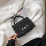 Crocodile Pattern Small Square PU Leather Crossbody Bag