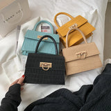 Crocodile Pattern Leather Chain Shoulder Bag