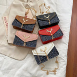 Small Square Bag Shoulder Bags for Women Crossbody Daily Wild Chain Leather