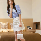 Small Square Bag Ladies Embossed One Shoulder Crossbody Bag