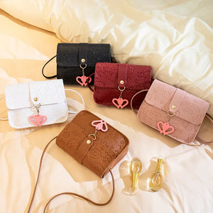 Small Square Bag Ladies Embossed One Shoulder Crossbody Bag