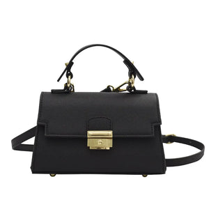 Square Bags for Women Metal Lock Top Handle Bag Shoulder Crossbody Bags