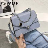 Women's Small Square PU Leather Shoulder Bag with Chains