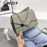 Women's Small Square PU Leather Shoulder Bag with Chains