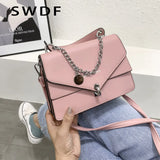Women's Small Square PU Leather Shoulder Bag with Chains