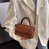 Small Square Crossbody Bag Leather Handbag Vintage Flap Shoulder Bag