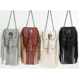 Women's Crossbody Bag with Rivet Tassel Shoulder Bag