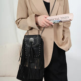 Women's Crossbody Bag with Rivet Tassel Shoulder Bag