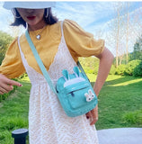 Small Square Nylon Ladies Handbag Rabbit Shoulder Bag