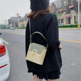 Women's Small Straw Bag Bucket Crossbody Rattan Beach Lady