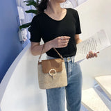 Straw Bucket Bag Crossbody Shoulder Messenger Summer Handbag