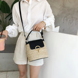 Straw Bucket Bag Crossbody Shoulder Messenger Summer Handbag