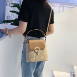Straw Bucket Bag Crossbody Shoulder Messenger Summer Handbag