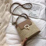 Straw Bucket Crossbody Bag Summer Travel Purse Handbag Shoulder Messenger