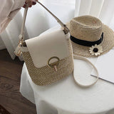 Straw Bucket Crossbody Bag for Women Summer Travel Purse Shoulder Messenger Bag