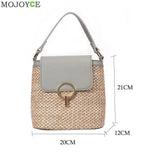 Straw Bucket Bag Women Crossbody Shoulder Messenger Travel Purse Handbag