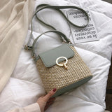 Straw Bucket Bag Women Crossbody Shoulder Messenger Travel Purse Handbag