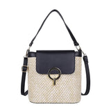 Straw Bucket Bag Women Crossbody Travel Purse Lady Shoulder Bag
