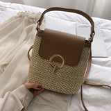 Straw Bucket Bag Women Crossbody Travel Purse Lady Shoulder Bag