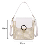 Straw Bucket Bags for Women Summer Crossbody Bags Lady Travel Purses