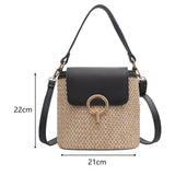 Straw Bucket Crossbody Bag Women Summer Shoulder Purse Travel Handbag