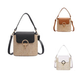 Straw Bucket Bag for Women Summer Crossbody Lady Travel Purse Shoulder Bag