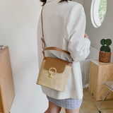 Small Straw Bucket Bags for Women Summer Crossbody Bags Lady