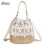 Straw Woven Bucket Bag for Women Crossbody Rattan Shoulder Bag
