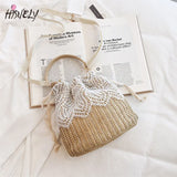Straw Woven Bucket Bag for Women Crossbody Rattan Shoulder Bag