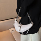 Thick Chain Leather Saddle Handbags Crossbody Bag