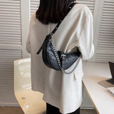 Thick Chain Leather Saddle Handbags Crossbody Bag