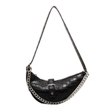 Thick Chain Leather Saddle Handbags Crossbody Bag