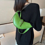 Thick Chain Leather Saddle Handbags Crossbody Bag